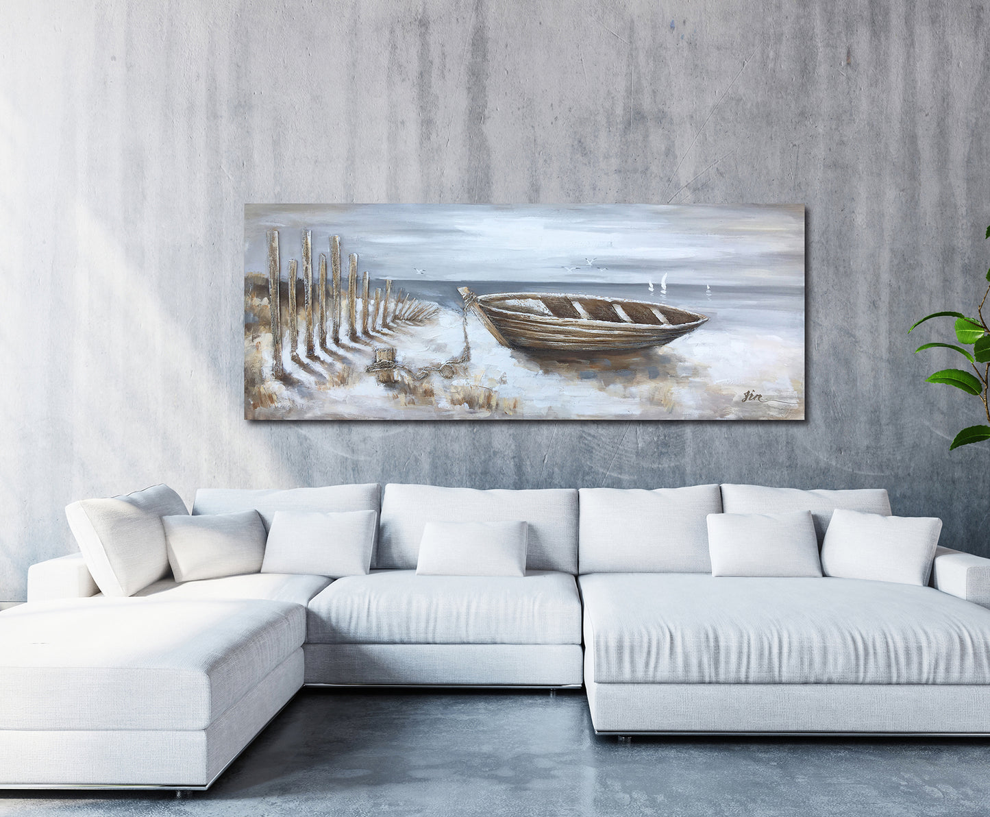 "Wooden Boat" Hand Painted on Wrapped Canvas