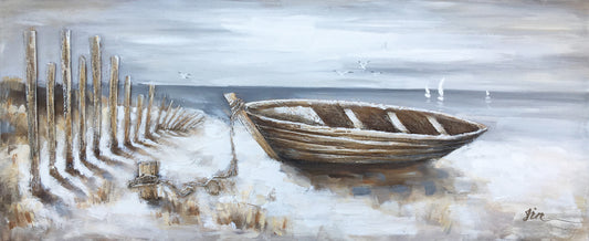 "Wooden Boat" Hand Painted on Wrapped Canvas
