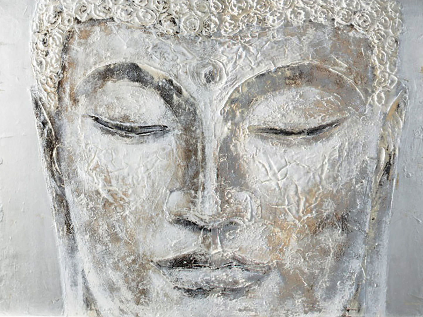 Hand Painted "White Buddha" Oil on Canvas Original, Canvas Wall Art for Living Room, Bedroom, Office, Bar - Wrapped Canvas Art