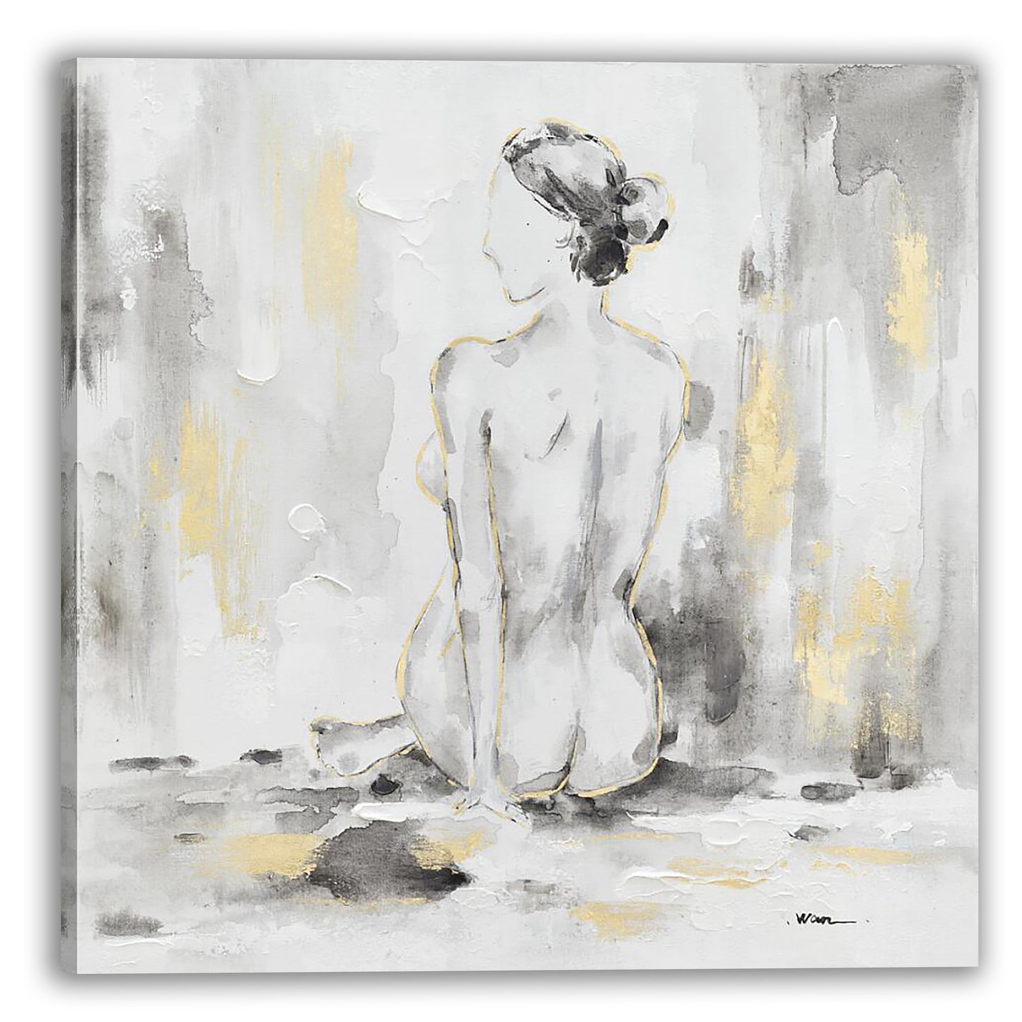 Abstract Naked Lady II - Oil painting Wrapped Canvas Painting