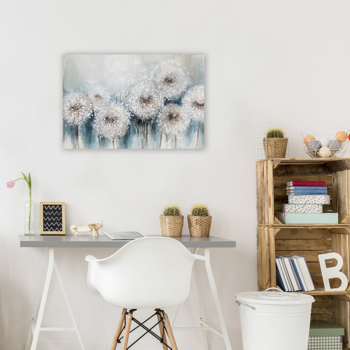 Flower art dandelion-Oil painting Wrapped Canvas Painting