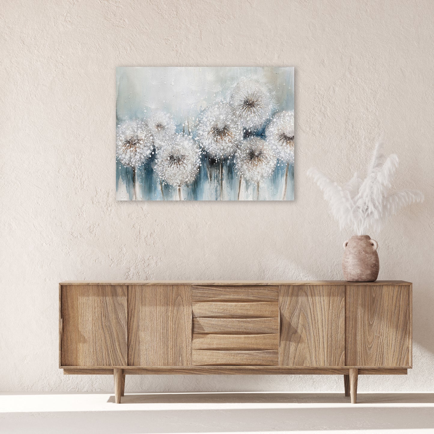 Flower art dandelion-Oil painting Wrapped Canvas Painting
