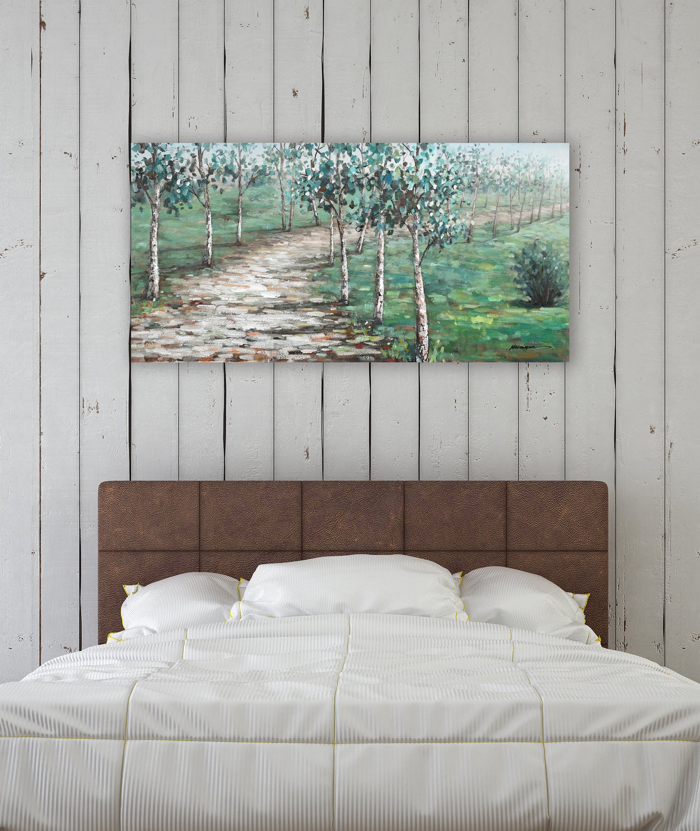 Green country road - Oil Painting on Wrapped Canvas, Wall art for living room, bedroom, office