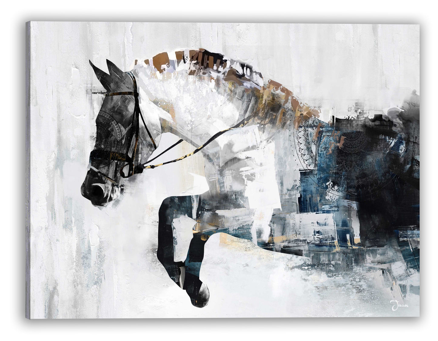 Modern Horse Oil Painting on Wrapped Canvas, wall art for living room, bedroom, office