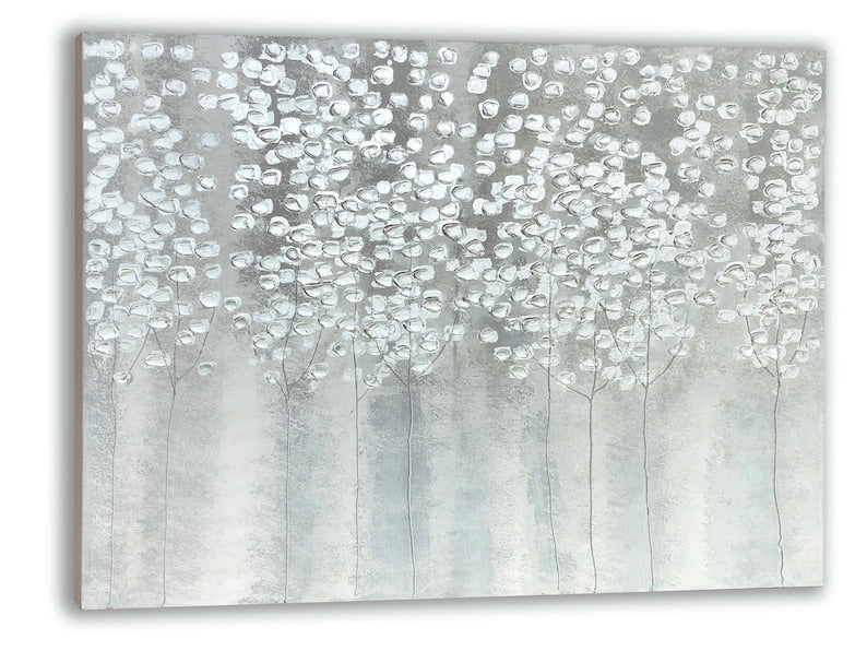 Hand Painted "Ethereal Silver Woods" original Art, Wall Art for living room, bedroom- Wrapped Canvas Painting