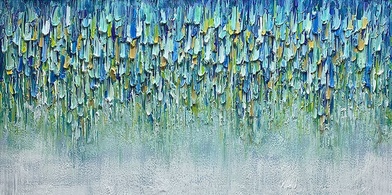 Hand-Painted Abstract Art " Colorful Waterfall" 3D Texture Oil Painting, Wall Art home decor for Living Room, Bedroom, or Office