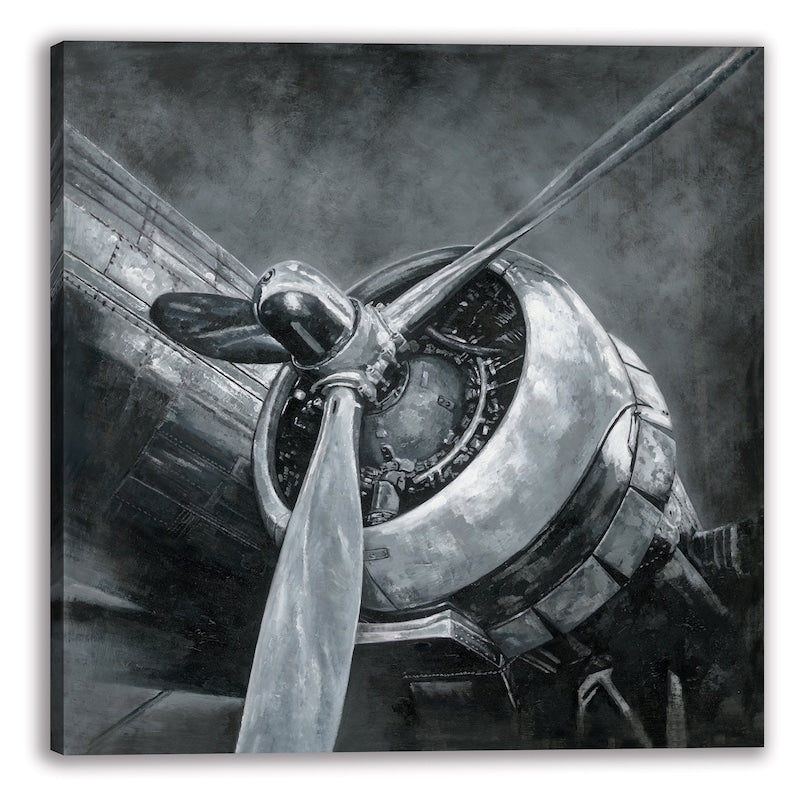 Original art "History Airplane" hand-painted painting on canvas for a living room, bedroom, entryway, bar. - Wrapped Canvas Painting