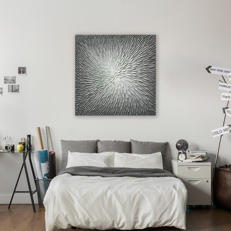 Hand Painted 3D Heavy Texture  Abstract art "Petals Memory" Painting on canvas original Wrapped Canvas for Living Room Bedroom Office