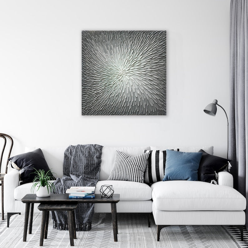 Hand Painted 3D Heavy Texture  Abstract art "Petals Memory" Painting on canvas original Wrapped Canvas for Living Room Bedroom Office