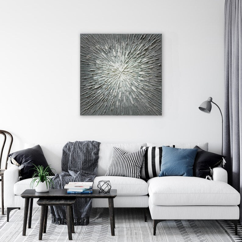 Blooming Vitality: A Hand-Painted Abstract Oil Painting from Bayland Collection - Wrapped Canvas Painting