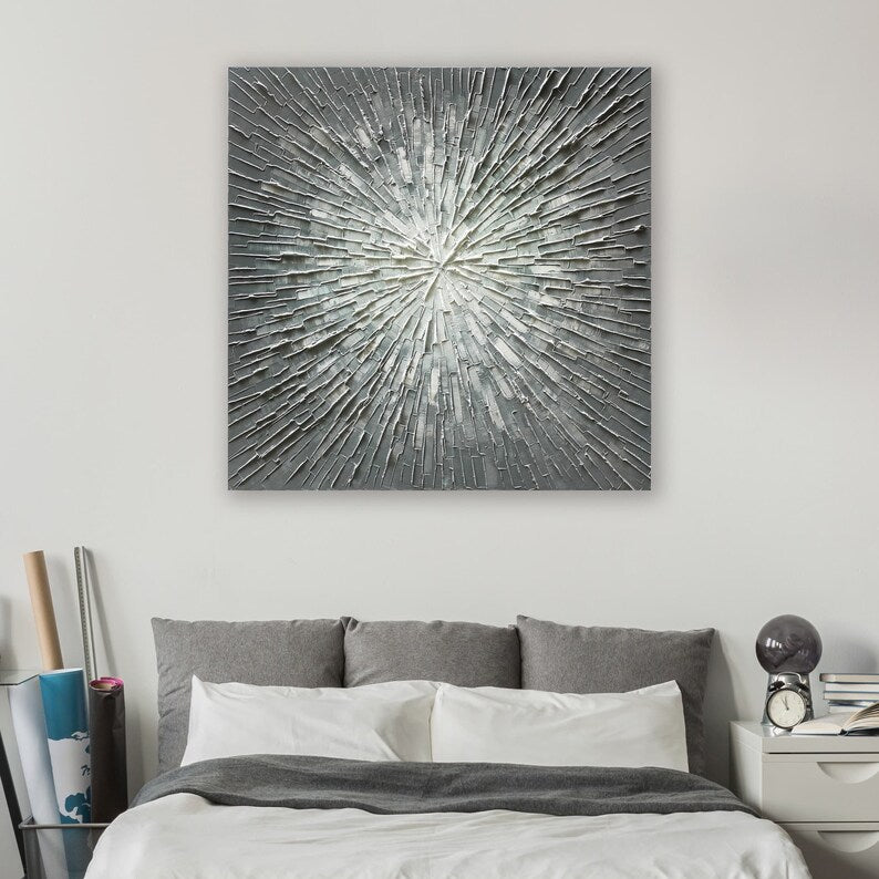 Blooming Vitality: A Hand-Painted Abstract Oil Painting from Bayland Collection - Wrapped Canvas Painting