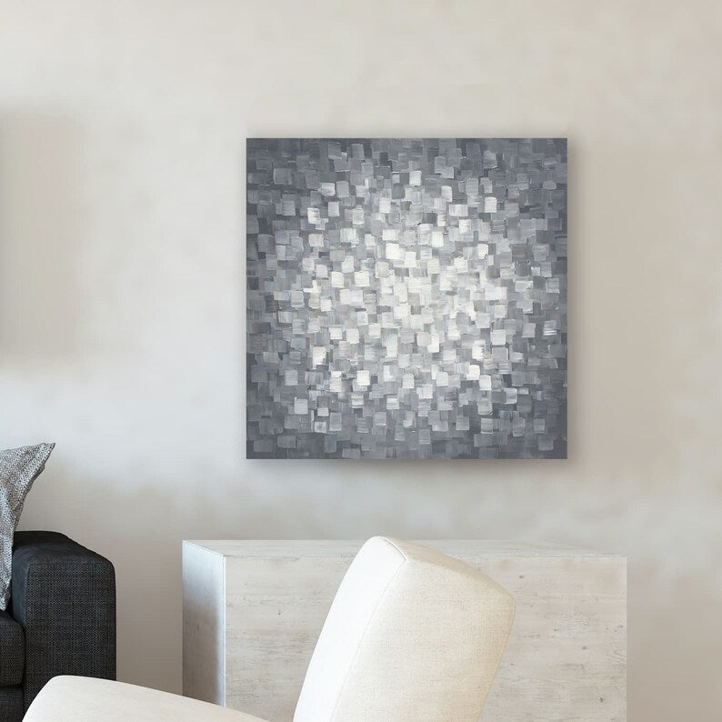 3D Hand Painted Heavy Textured Abstract Art "Water Reflection" Wall art for Living Room Office - Wrapped Canvas Painting