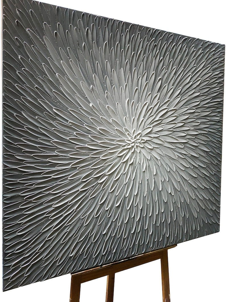 Hand Painted 3D Heavy Texture  Abstract art "Petals Memory" Painting on canvas original Wrapped Canvas for Living Room Bedroom Office