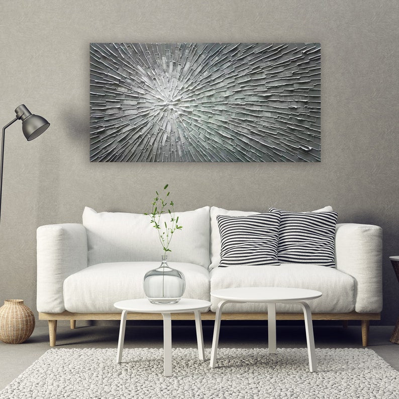 3D Hand Painted Heavy Texture "Sunlight Memory" painting original, Canvas Wall Art for Living Room Bedroom Office - Wrapped Canvas Painting