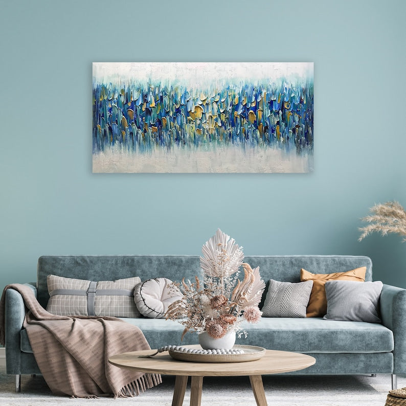 Hand-Painted Abstract 3D Texture Oil Painting "Distant Forest Dreamscape" Home decor Canvas Wall Art - for Living Room, Bedroom