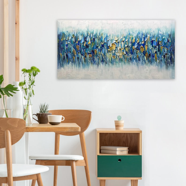 Hand-Painted Abstract 3D Texture Oil Painting "Distant Forest Dreamscape" Home decor Canvas Wall Art - for Living Room, Bedroom