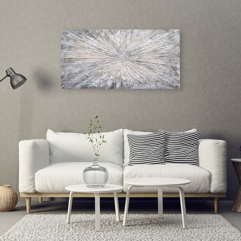 Hand Painted Art "Abstract Sunlight" oil painting on Wrapped Canvas, wall art for living room, bedroom, office