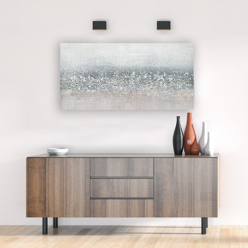 Hand-painted oil painting "Abstract Landscape" Modern Artwork, wall art for living room, bedroom, office - Wrapped Canvas Painting