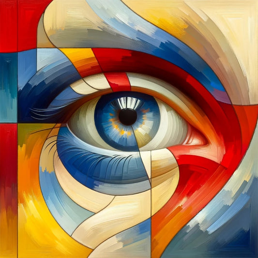 Visionary Gaze - Original Hand-Painted Abstract Eye Oil Painting - Cubist Art Inspired Canvas - Modern Home Decor - Unique Wall Art Piece